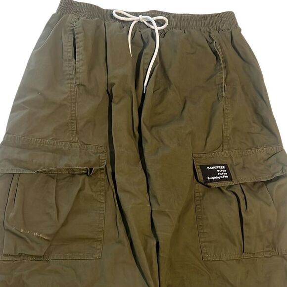 Sangtree Olive Green Cargo Pockets Streetwear Jogger Pants Size XL - Picture 5 of 11